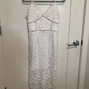 Love...Ady White Lace Midi Dress | Size Large